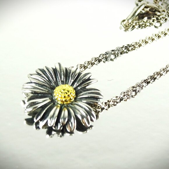 LAGOS HTF Daisy Collection Sterling Silver 750K Yellow Gold Pendant Necklace - Picture 1 of 10